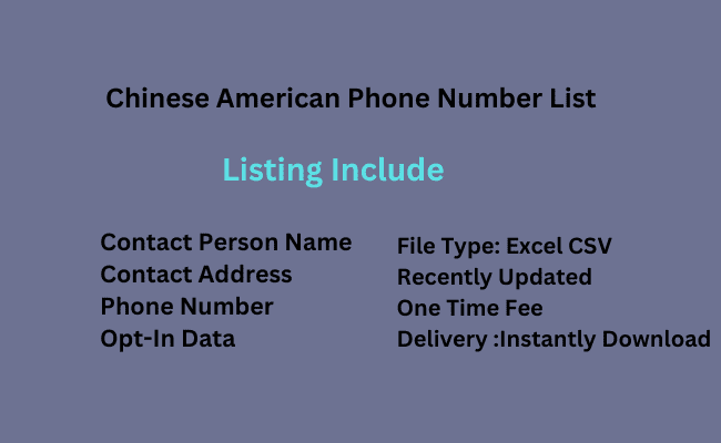 Chinese American Phone Number List