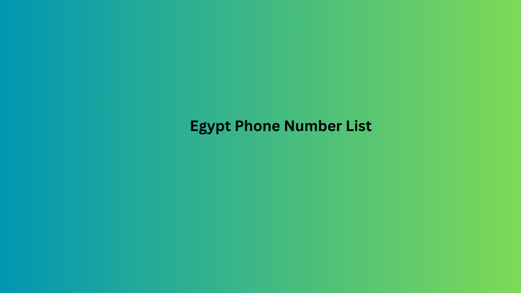 Egypt Phone Number List