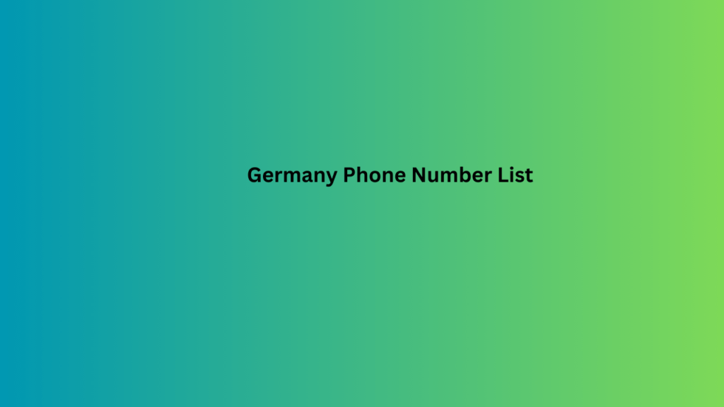 Germany Phone Number List