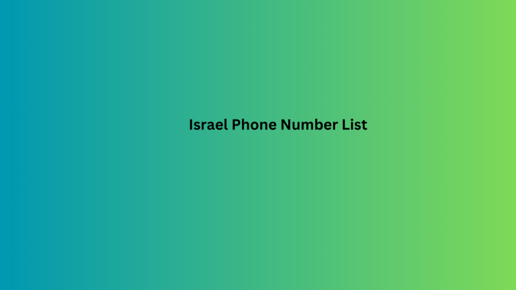 Israel Phone Number List