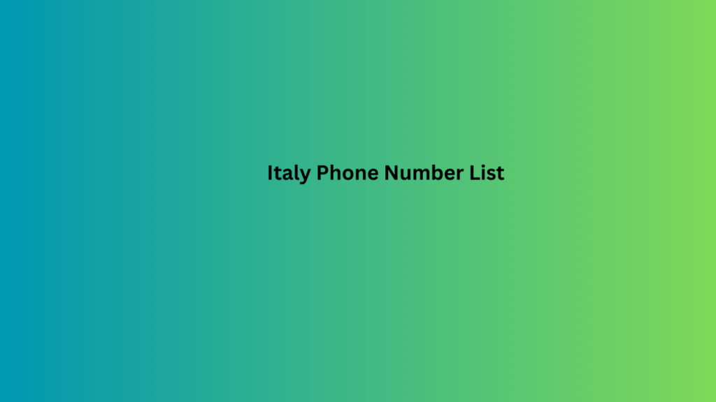 Italy Phone Number List