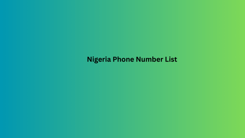 Nigeria Phone Number List